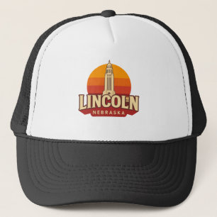 Lincoln Nebraska Capitol Retro Sunset Landmark Trucker Hat