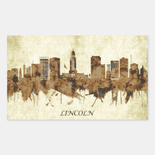 Lincoln Nebraska Cityscape Rectangular Sticker