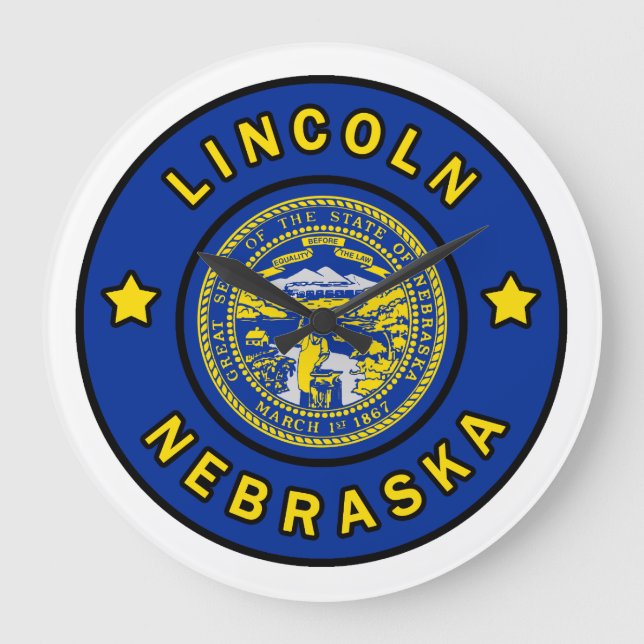 Lincoln Nebraska Large Clock (Front)