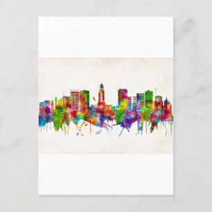 Lincoln Nebraska Skyline Holiday Postcard