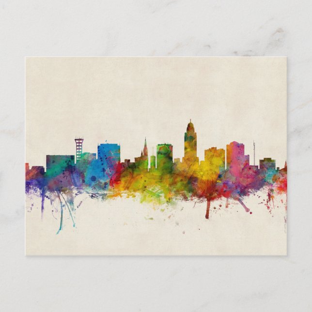 Lincoln Nebraska Skyline Postcard (Front)