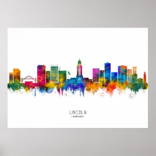 Lincoln Nebraska Skyline Poster