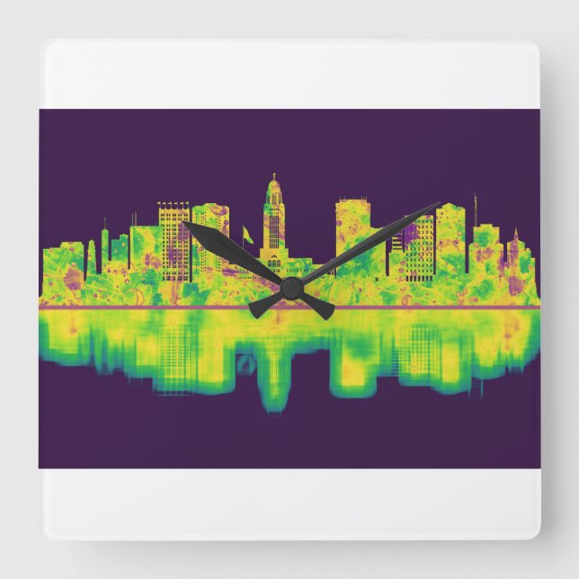 Lincoln Nebraska Skyline Square Wall Clock (Front)