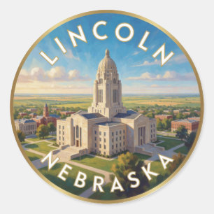 Lincoln Nebraska State Capitol Travel Classic Round Sticker