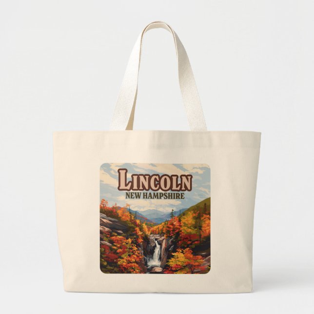 Lincoln New Hampshire Franconia Falls Autumn Large Tote Bag (Front)