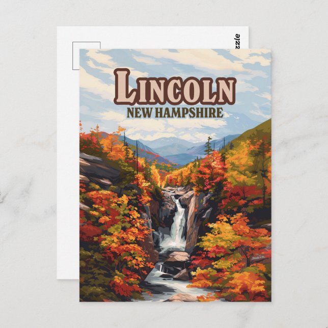 Lincoln New Hampshire Franconia Falls Autumn Postcard (Front/Back)