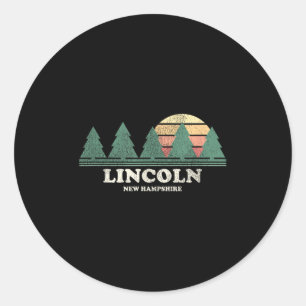 Lincoln Nh Vintage Throwback Tee Retro 70s Design  Classic Round Sticker