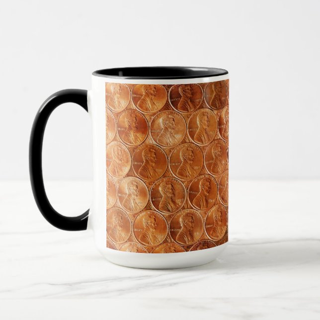 Lincoln penny/pennies copper US coin, penny 2 Mug (Left)
