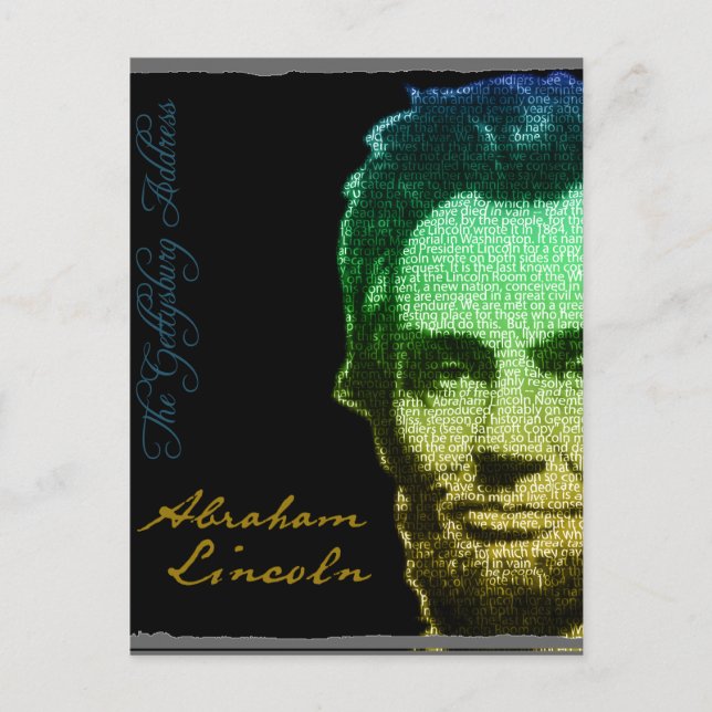 Lincoln Portrait Text Poster Holiday Postcard (Front)