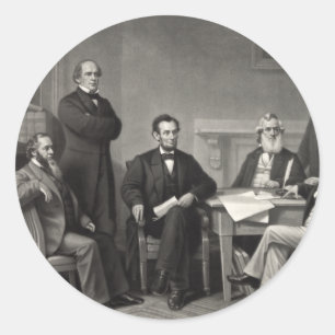 Lincoln Reading the Emancipation Proclamation Classic Round Sticker