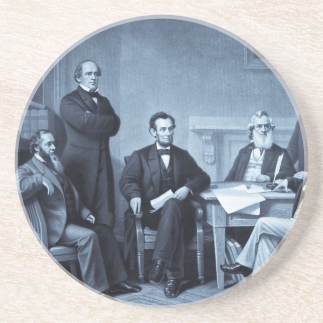 Lincoln Reading the Emancipation Proclamation Coaster (Front)