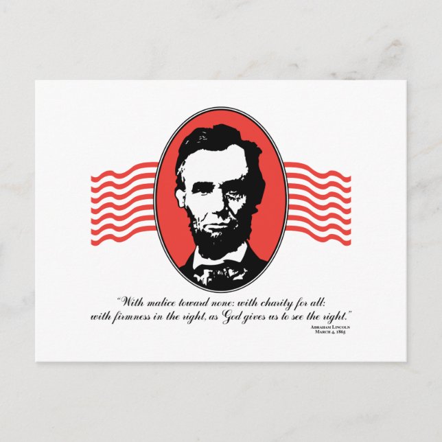 Lincoln Second Inaugural Address Quote Postcard (Front)