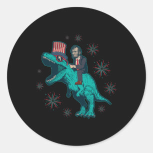 Lincoln T Rex Dinosaur 4th Of July American Flag Classic Round Sticker
