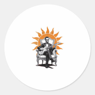 Lincoln Unplugged – Funny Abraham Lincoln Guitar  Classic Round Sticker