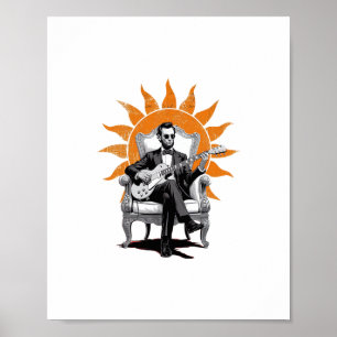 Lincoln Unplugged – Funny Abraham Lincoln Guitar Poster
