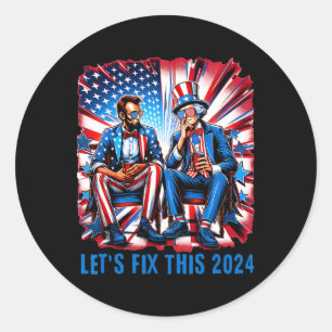 Lincoln Washington Usa Patriotic Election Lets Fix Classic Round Sticker