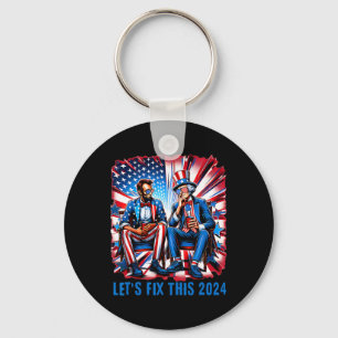 Lincoln Washington Usa Patriotic Election Lets Fix Key Ring