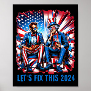 Lincoln Washington Usa Patriotic Election Lets Fix Poster