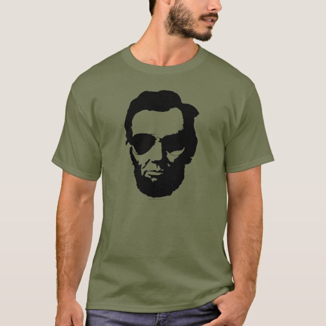 Lincoln with Aviator Sunglasses - Black T-Shirt (Front)