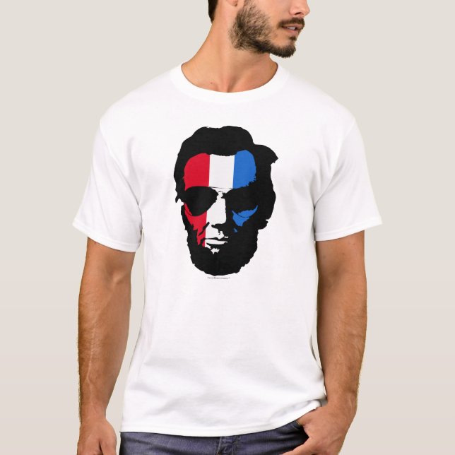 Lincoln with Aviator Sunglasses - Red White Blue T-Shirt (Front)