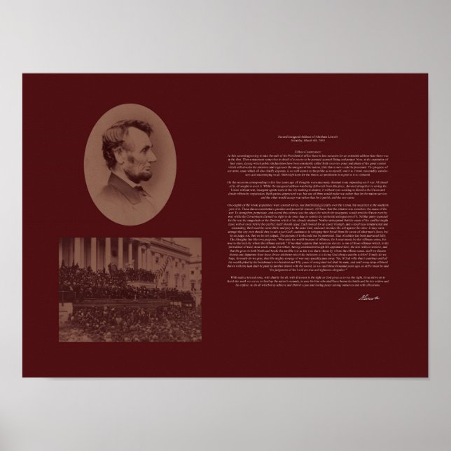 Lincoln's 2nd Inaugural Address Poster (Front)