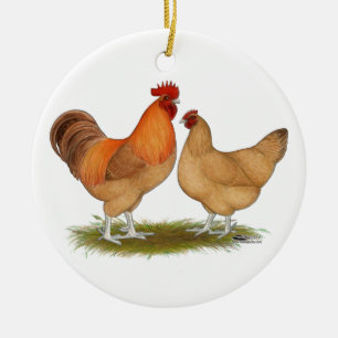 Lincolnshire Buff Chickens Ceramic Tree Decoration