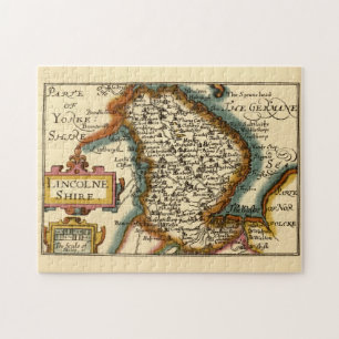 Lincolnshire County England Old Antiquarian Map Jigsaw Puzzle
