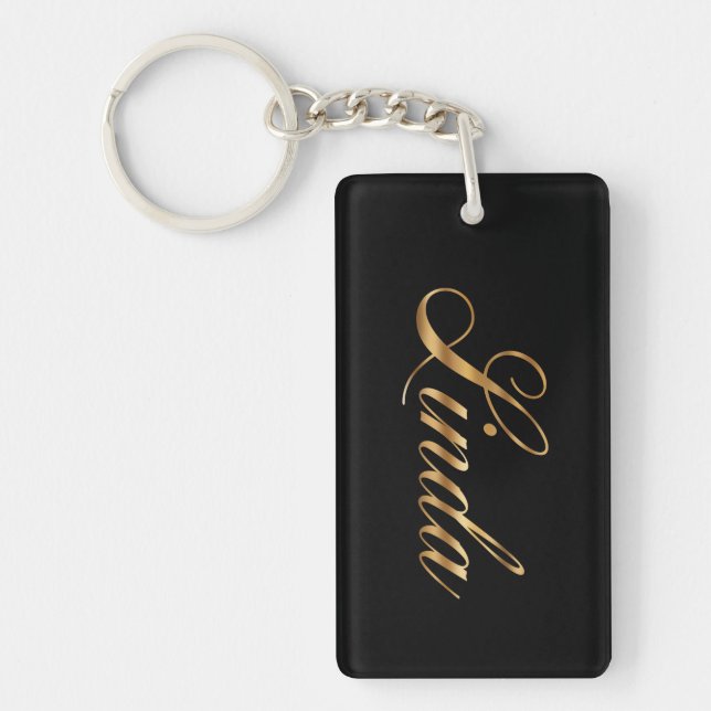 Linda gold Design Lettering Key Ring (Front)