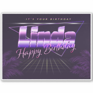 Linda Name First name lila retro Sticker Birthday