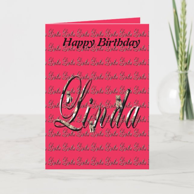 Linda, Name, Logo, Happy Birthday Card (Front)