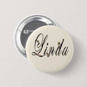 "Linda" Name Made With White Tigers, 6 Cm Round Badge