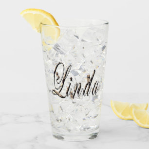 "Linda" Name Made With White Tigers, Glass