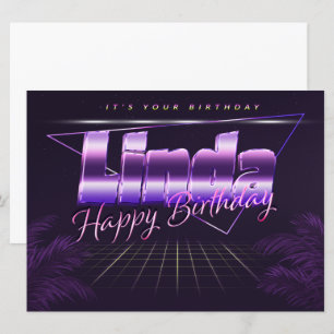 Linda Name Vorname lila retro Karte Geburtstag Card