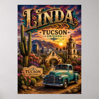 Linda Tucson Arizona Personalised Southwestern Des Poster