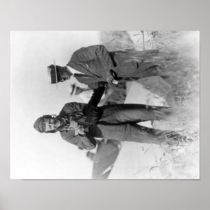 Lindbergh and Wright with Wrecked Plane Poster
