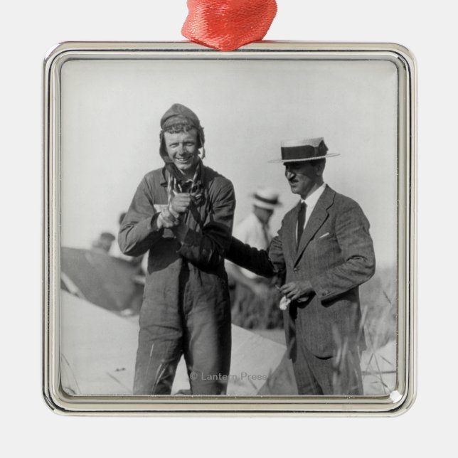 Lindbergh and Wright - Wrecked Plane Metal Ornament (Front)