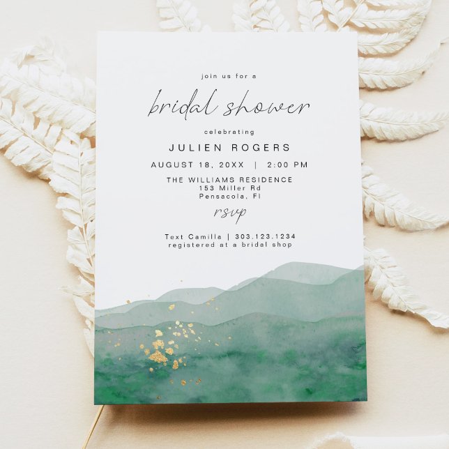 LINDEN Sage Green & Gold Watercolor Bridal Shower Invitation (Creator Uploaded)