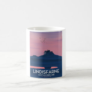 Lindisfarne Northumberland Castle travel poster. Coffee Mug