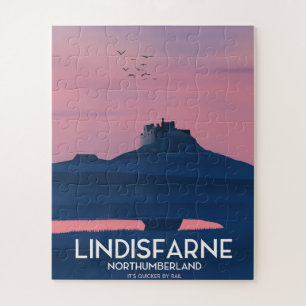 Lindisfarne Northumberland Castle travel poster. Jigsaw Puzzle