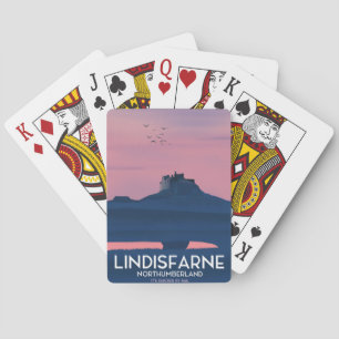 Lindisfarne Northumberland Castle travel poster. Playing Cards