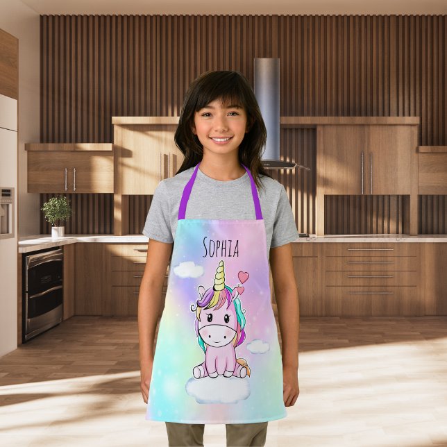 Lindo Unicornio Acuarela Multicolor  Apron (Creator Uploaded)