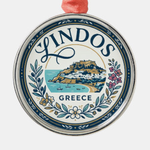 Lindos, Rhodes Greece Metal Ornament