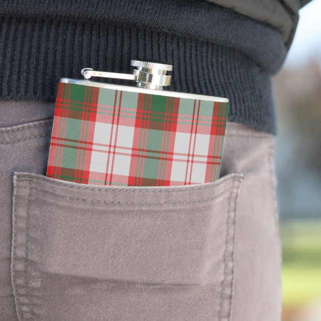 Lindsay Clan Tartan Plaid Pattern Hip Flask (In Situ)