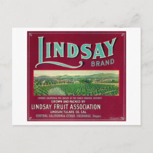 Lindsay Orange LabelLindsay, CA Postcard