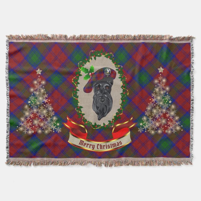 Lindsay Scottie Dog Christmas Throw Blanket (Front)