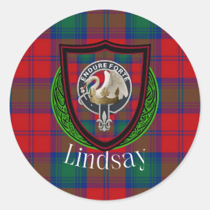 Lindsay Scottish Clan Tartan & Crest Classic Round Sticker