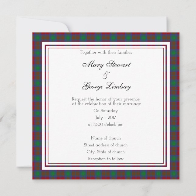 Lindsay Scottish Wedding Square Invitation (Front)