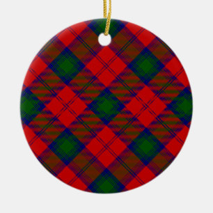 Lindsay tartan red green plaid ceramic ornament