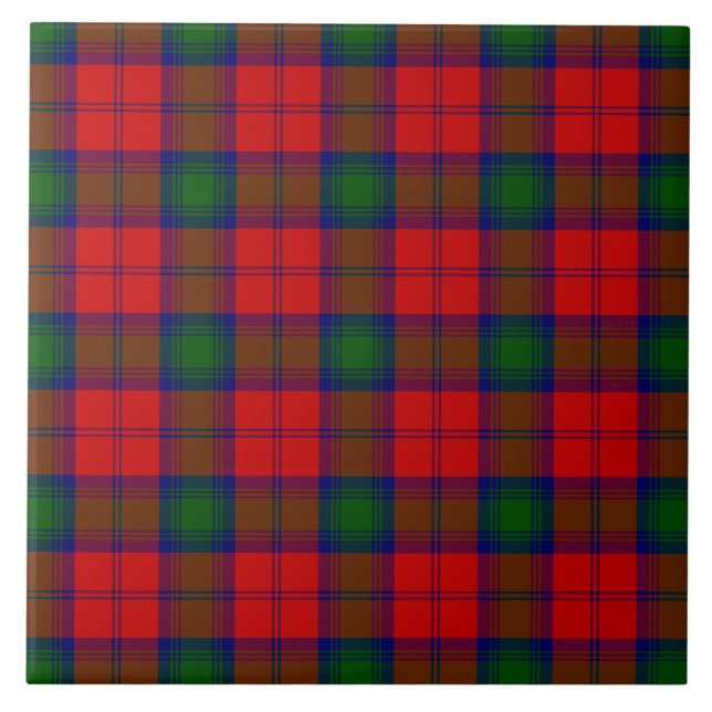 Lindsay tartan red green plaid ceramic tile (Front)