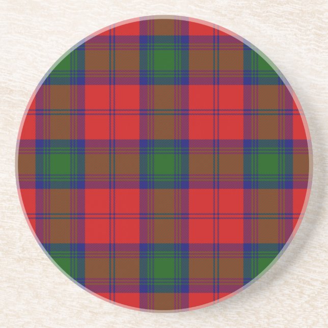 Lindsay tartan red green plaid coaster (Front)